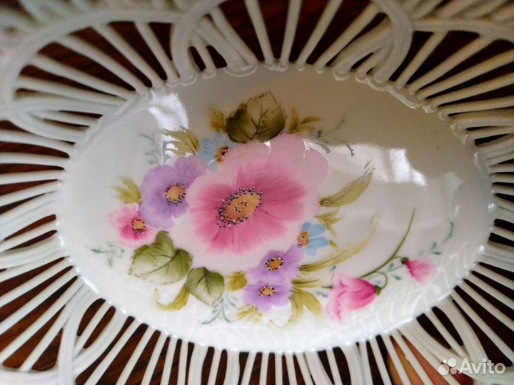 Винтаж ваза конфетница плетёный фарфор moga