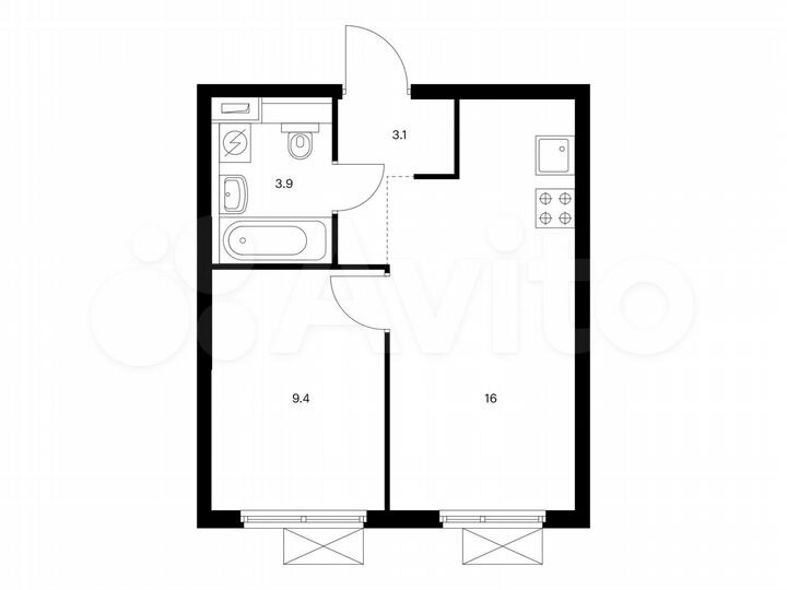 1-к. квартира, 32,4 м², 12/25 эт.