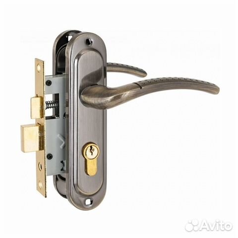 Замок врезной стандарт 132-50 ав с ручкой, бронза