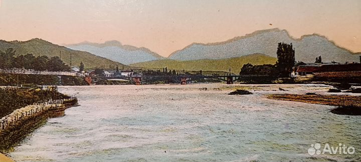 Старинная открытка Владикавказ Река Терек
