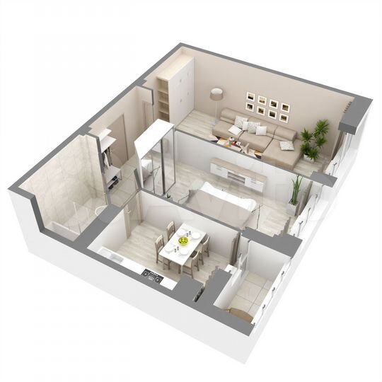 2-к. квартира, 49,6 м², 1/7 эт.