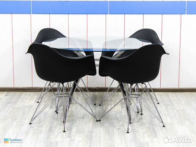 Стол переговорный Стекло с стульями Tulip Chair