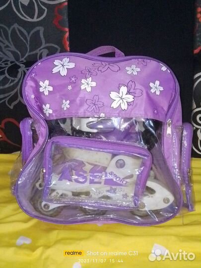 Ролики детские со шлемом размер 29