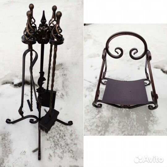 Дровница лёгкая с ковкой и набор 4 предмета