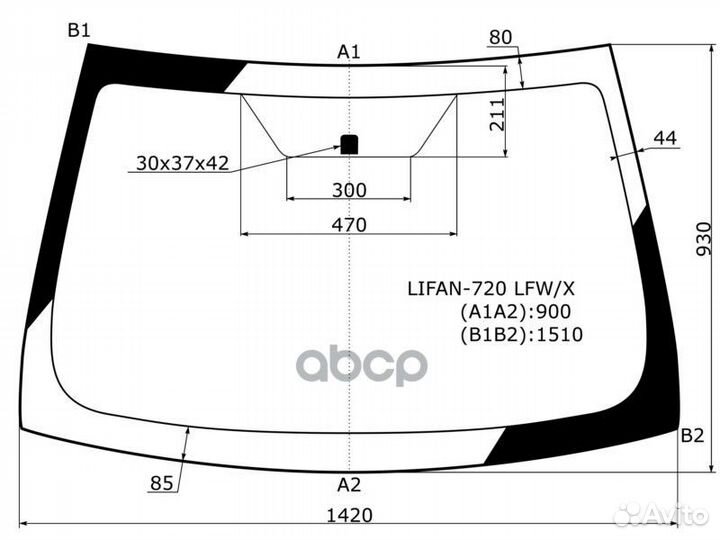 Стекло лобовое lifan cebrium 4D 13- lifan-720 L