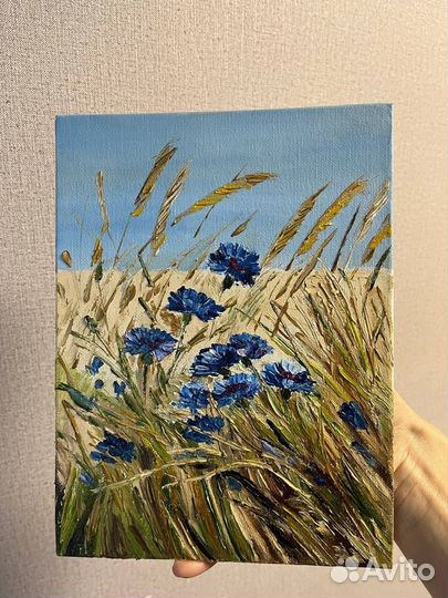 Картина маслом васильки