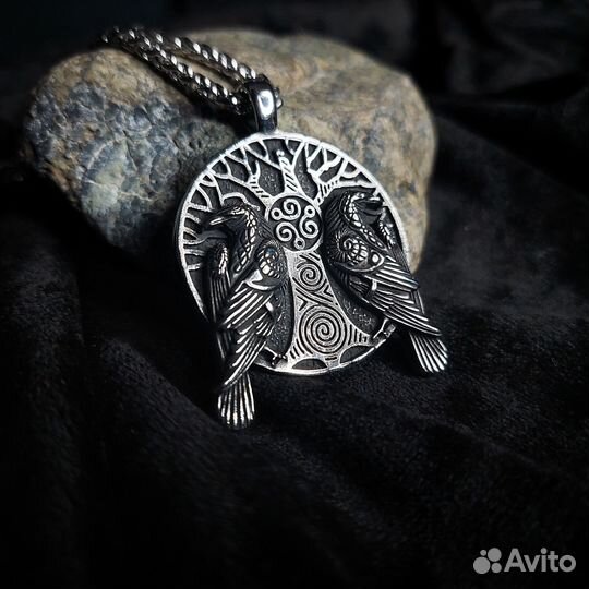Вороны Одина (Хугин и Мунин) - стальной кулон