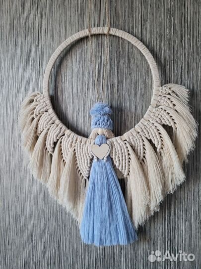 Макраме панно ангел новый год подарок венок