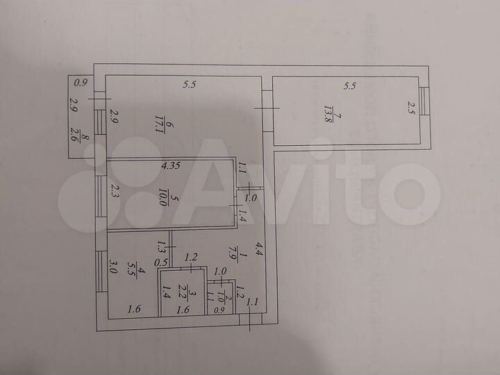 3-к. квартира, 59 м², 2/2 эт.