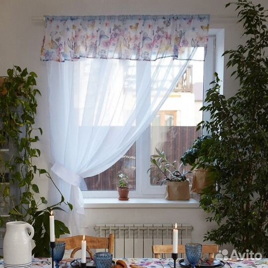 Тюль с подхватом и ламбрекеном 'Бабочки' 250х200см