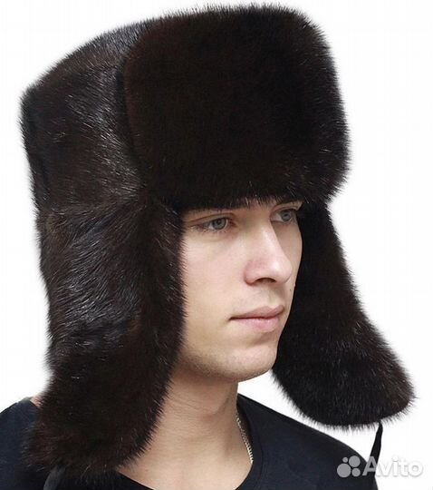 Ушанка берет норка кожа