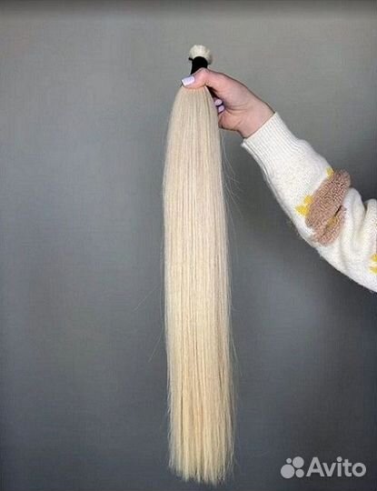 Натуральные волосы для наращивания 50 см блонд
