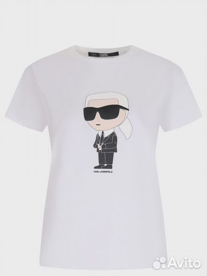 Футболка хлопковая с принтом K/Ikonik Karl Lagerfe