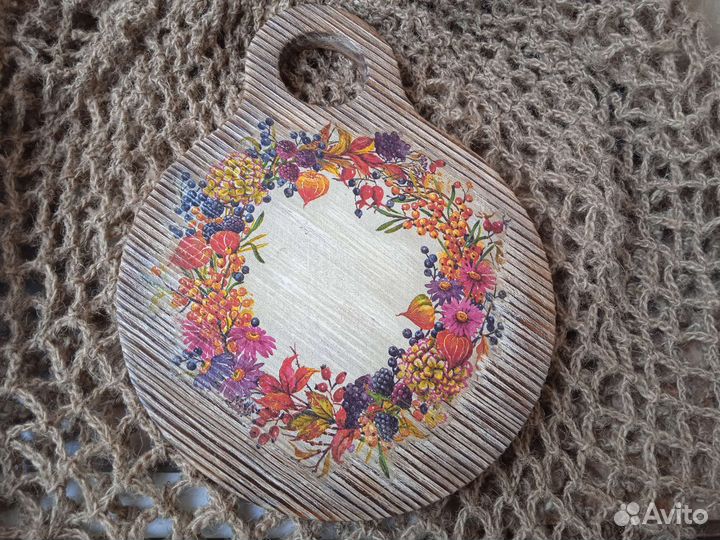 Доска деревянная осенний венок