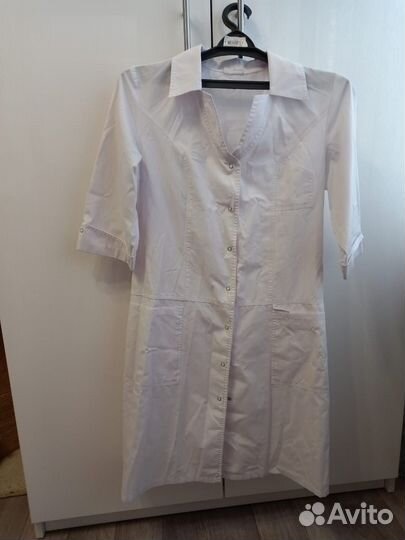 Медицинский халат женский белый и розовый 46р