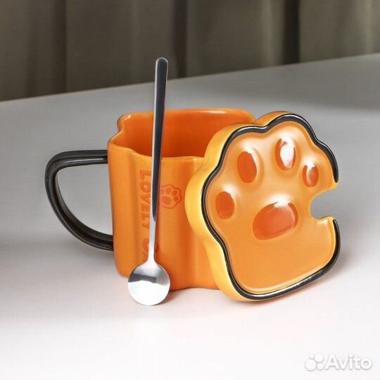 2 шт. Кружка керамическая 'Лапа тигра', 350 мл, цв