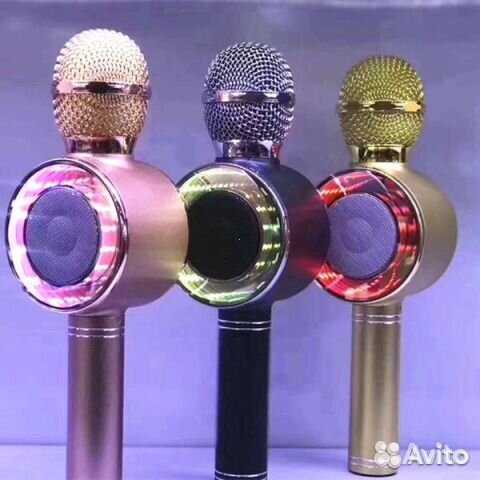 Караоке микрофон с колонкой Wster 668 розовый