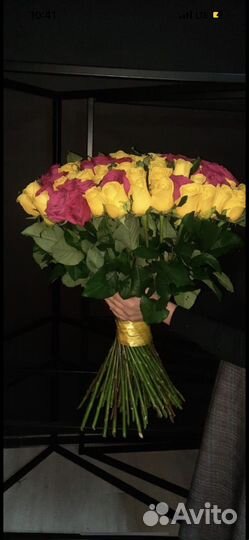 101 роза микс букет импорт