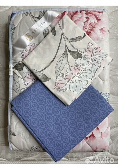 Постельное белье евро новое с легким одеялом