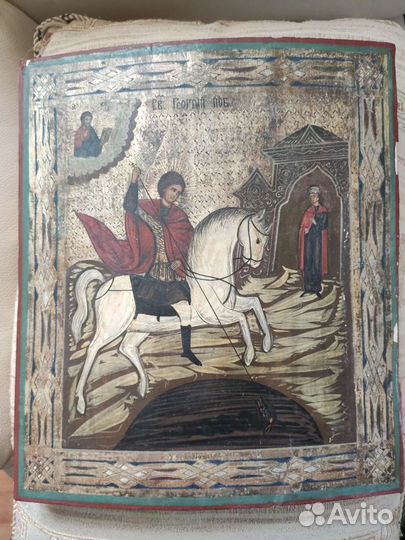Старинная икона Георгий Победоносец