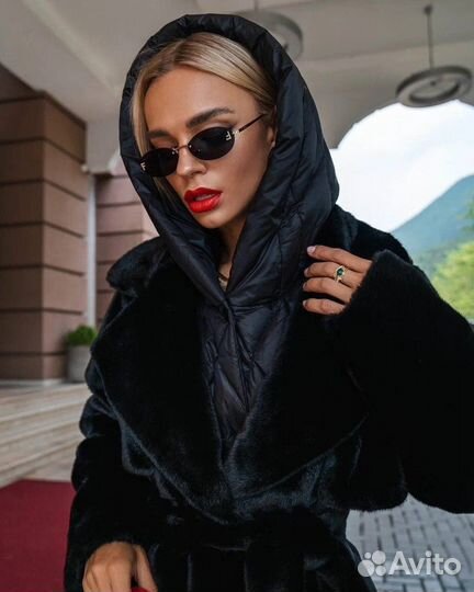 Пуховик комбинированный с шубой