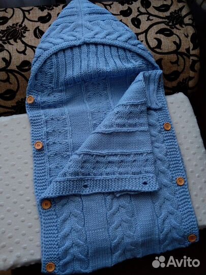 Вязанный конверт для новорожденного. Новый