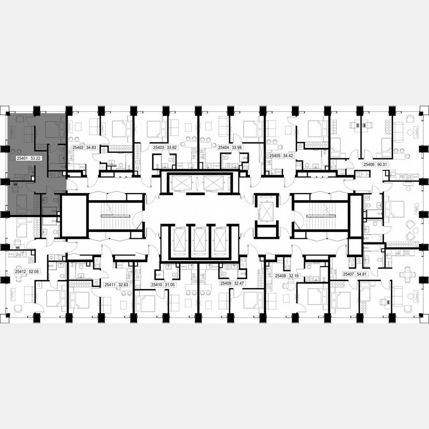 2-к. квартира, 53,2 м², 54/59 эт.