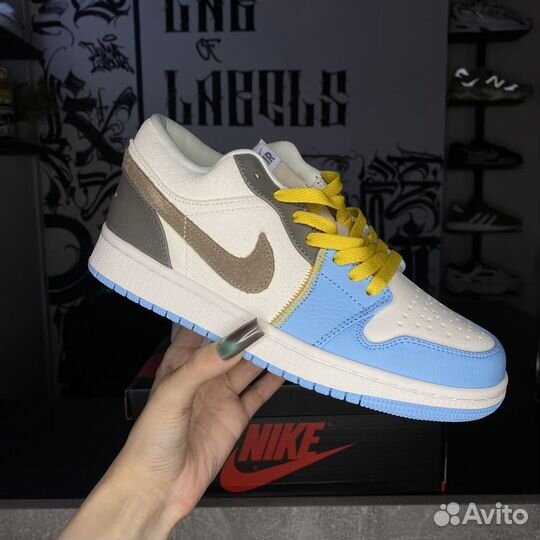 Nike Air Jordan 1 White-Blue-Brown-Yellow