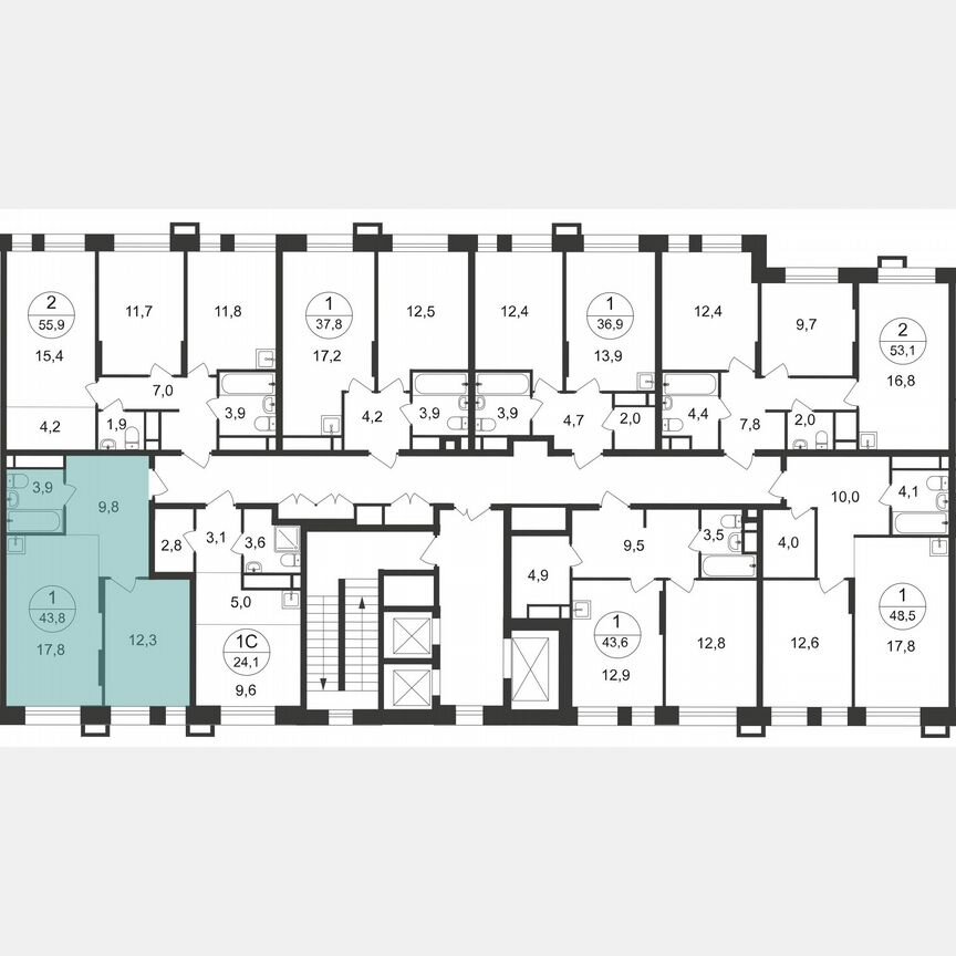 1-к. квартира, 43,8 м², 9/20 эт.