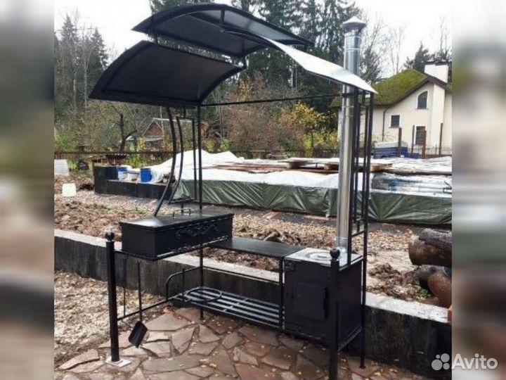 Мангал с печью под казан