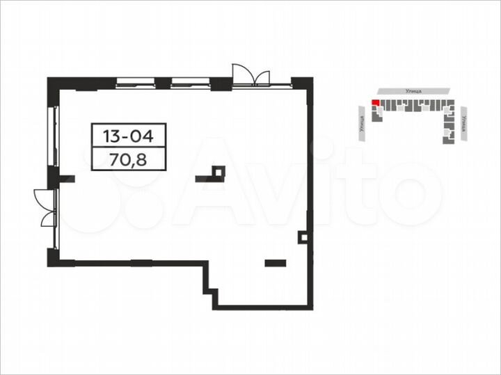 Аренда торговое помещение площадью 70.8 кв.м