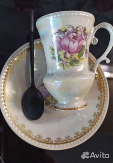 Антиквариат чашка с блюдцем для эспрессо