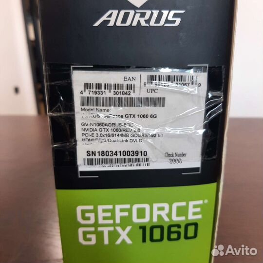 Видеокарта Gigabyte Aorus 1060 6 Gb