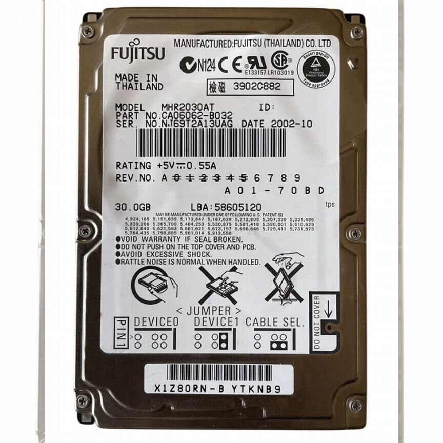 [MHR2030AT] Жесткий Диск Fujitsu 30gb 4200 Ide 2,5" Mhr2030at