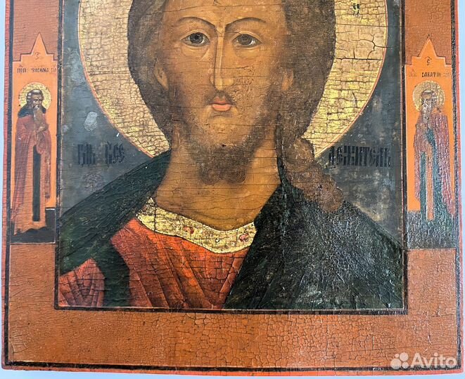 Старинная икона Спас оплечный Иисус Христос Господ
