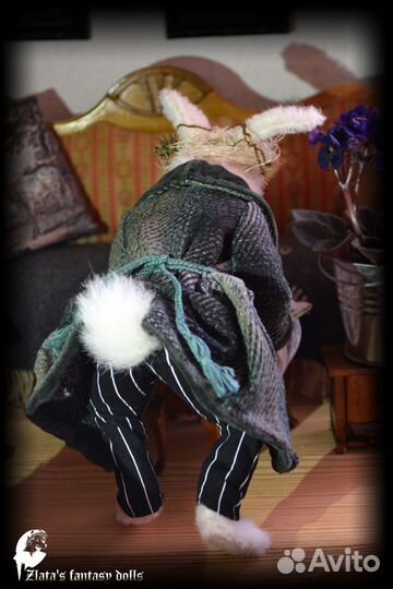 Мартовский Заяц авторская кукла ручной работы