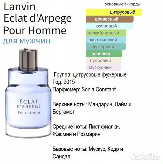 Lanvin Eclat Homme, муж духи выс.концентр. 5 мл