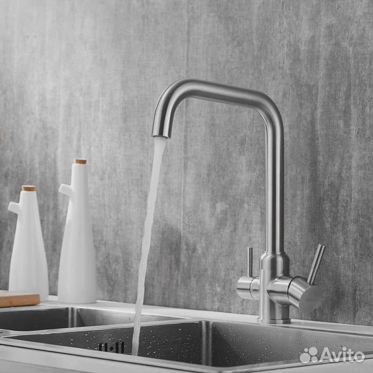 Смеситель для кухни с подключением фильтра Shevanik S268B, сатин