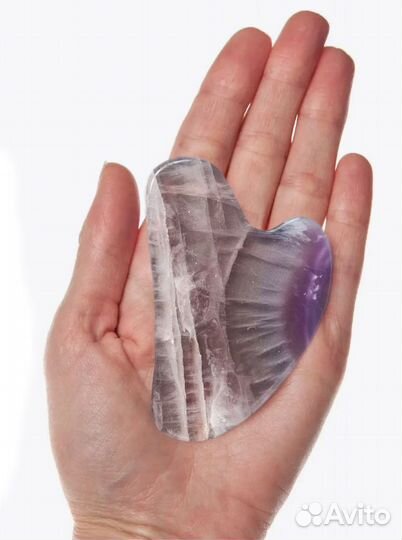 Скребок Гуаша из натурального камня розовый кварц