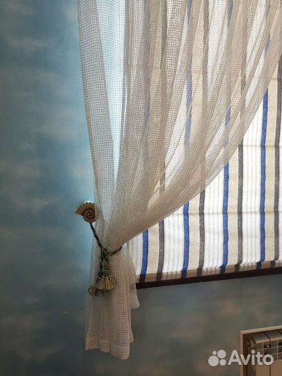 Рулонные шторы и шторы 2 шт в комплекте