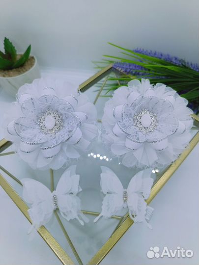 Банты для волос белые