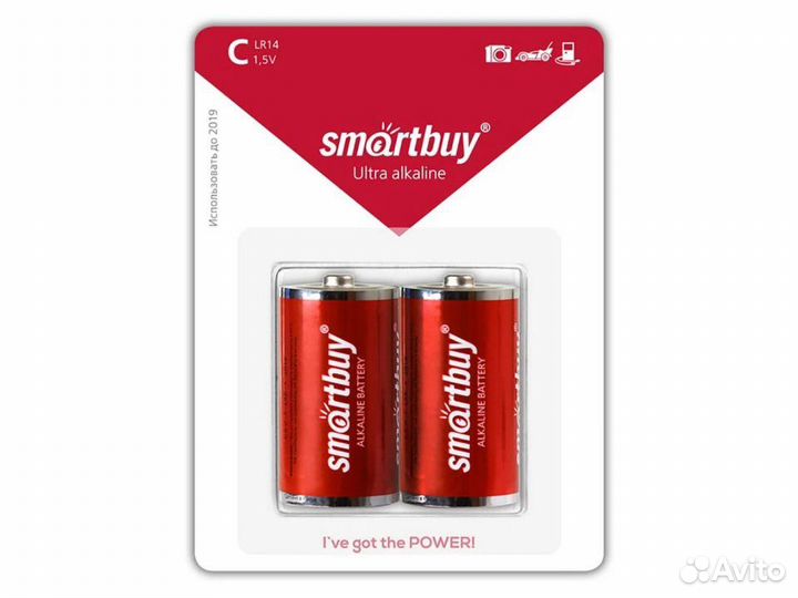 Батарейка SmartBuy C (LR14) алкалиновая (2шт)