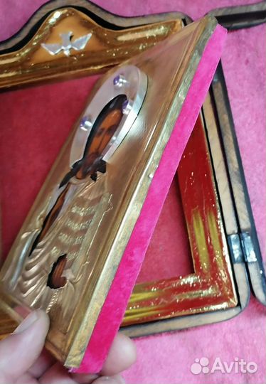 Икона Господь Вседержитель оклад латунь;аметисты