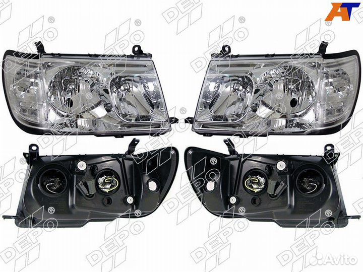 Фара toyota land cruiser 100 98-05 цельная хрустал