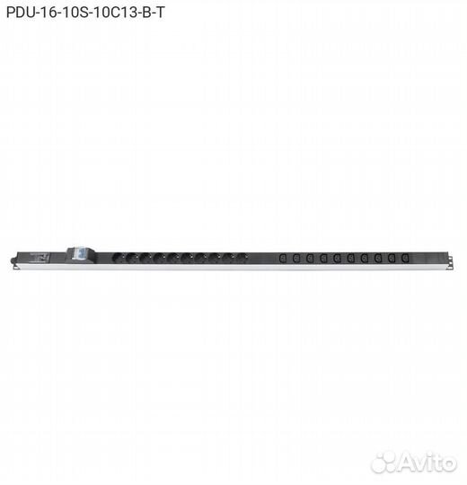 Блок розеток Cabeus PDU, 1U, PDU-16-10S-10C13-B-T