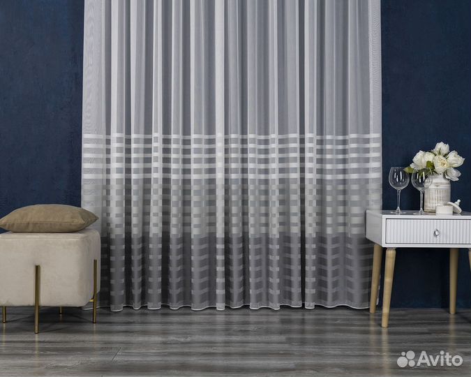 Тюль Трио риф готовый на окна пошив