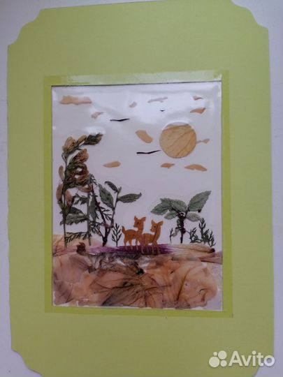 Открытка из сухоцветов ручной работы на 8 марта