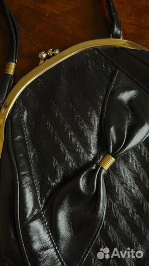 Сумка натуральная кожа винтаж черная