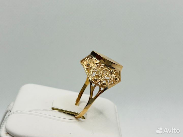 Золотое кольцо без камня 585* (Мармелад)