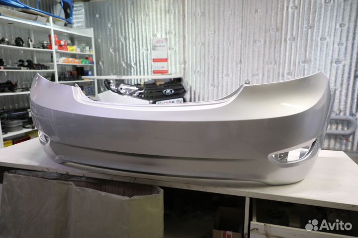 Бампер задний Хендай Солярис 1 до 2014 серебро RHM